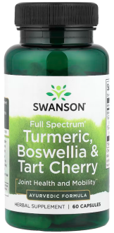 Куркума, босвеллия и вишня, Swanson Vitamins, Full Spectrum, 60 капсул
